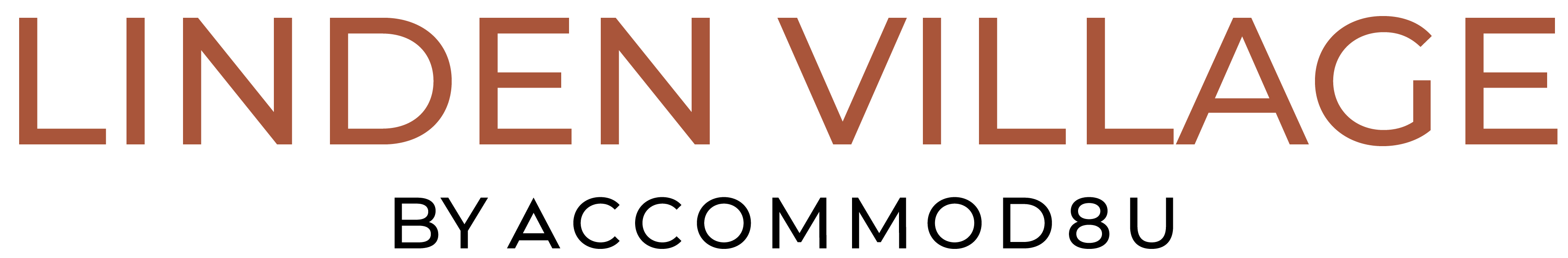 The image displays the text "Linden Village by Accommod8U" in a large, bold font.